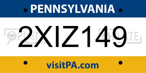 2XIZ149 Pennsylvania License Plate