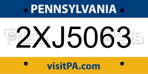 2XJ5063 Pennsylvania License Plate