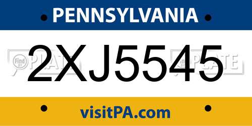 2XJ5545 Pennsylvania License Plate