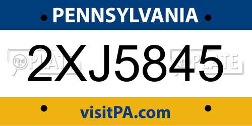 2XJ5845 Pennsylvania License Plate