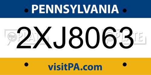 2XJ8063 Pennsylvania License Plate