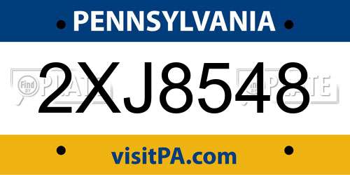 2XJ8548 Pennsylvania License Plate