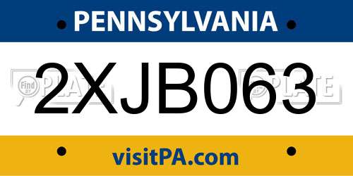 2XJB063 Pennsylvania License Plate