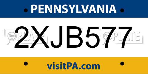 2XJB577 Pennsylvania License Plate