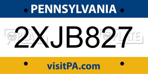 2XJB827 Pennsylvania License Plate