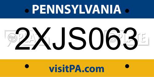 2XJS063 Pennsylvania License Plate