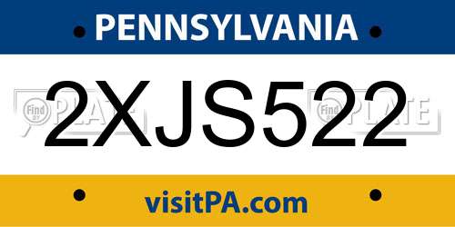2XJS522 Pennsylvania License Plate