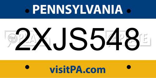 2XJS548 Pennsylvania License Plate