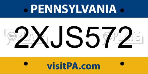 2XJS572 Pennsylvania License Plate