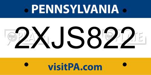 2XJS822 Pennsylvania License Plate