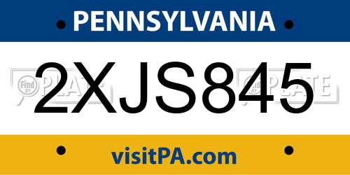 2XJS845 Pennsylvania License Plate