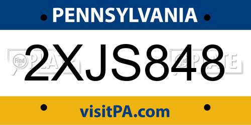 2XJS848 Pennsylvania License Plate