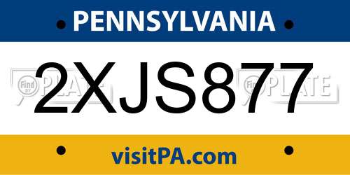 2XJS877 Pennsylvania License Plate