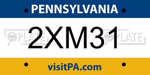 2XM31 Pennsylvania License Plate
