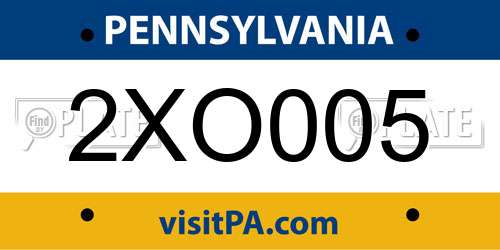 2XO005 Pennsylvania License Plate