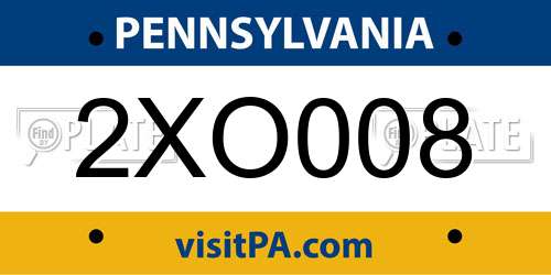2XO008 Pennsylvania License Plate