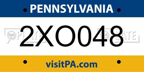 2XO048 Pennsylvania License Plate