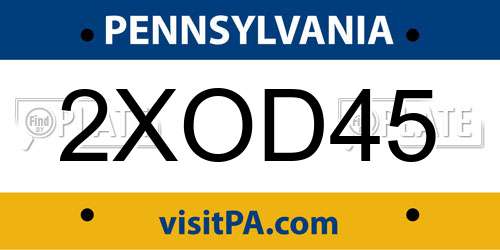 2XOD45 Pennsylvania License Plate