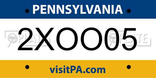 2XOO05 Pennsylvania License Plate