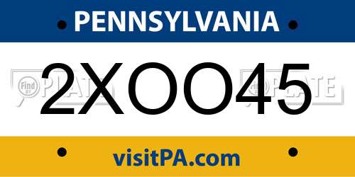 2XOO45 Pennsylvania License Plate