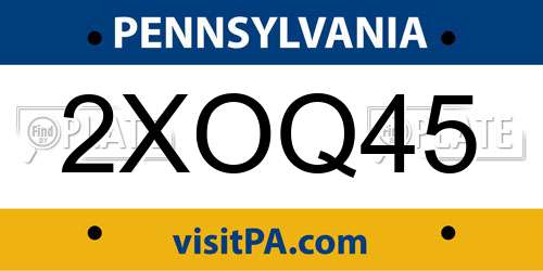 2XOQ45 Pennsylvania License Plate