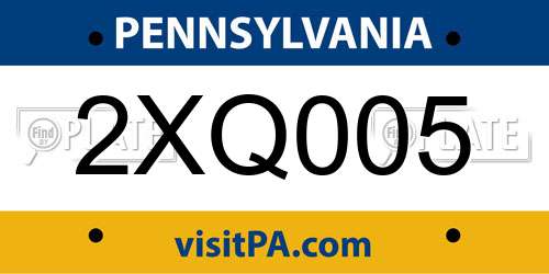 2XQ005 Pennsylvania License Plate
