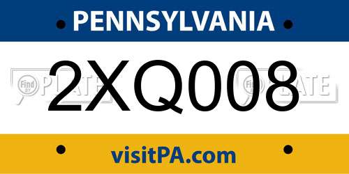 2XQ008 Pennsylvania License Plate