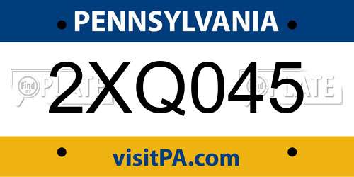 2XQ045 Pennsylvania License Plate
