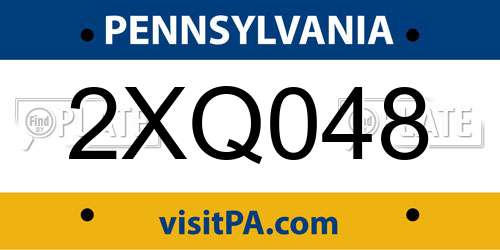 2XQ048 Pennsylvania License Plate