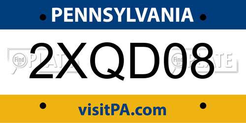 2XQD08 Pennsylvania License Plate