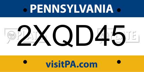 2XQD45 Pennsylvania License Plate