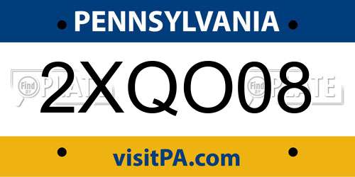 2XQO08 Pennsylvania License Plate