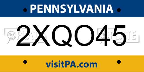2XQO45 Pennsylvania License Plate