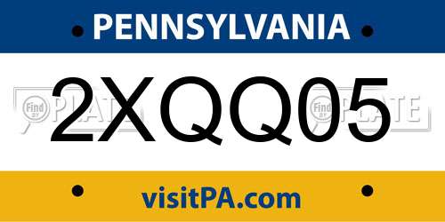 2XQQ05 Pennsylvania License Plate