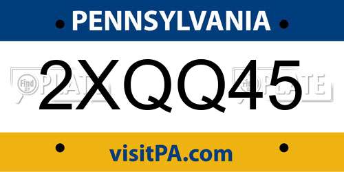 2XQQ45 Pennsylvania License Plate