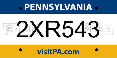 2XR543 Pennsylvania License Plate