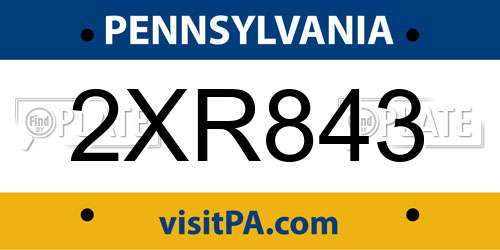 2XR843 Pennsylvania License Plate