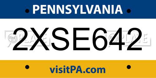 2XSE642 Pennsylvania License Plate
