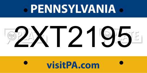 2XT2195 Pennsylvania License Plate