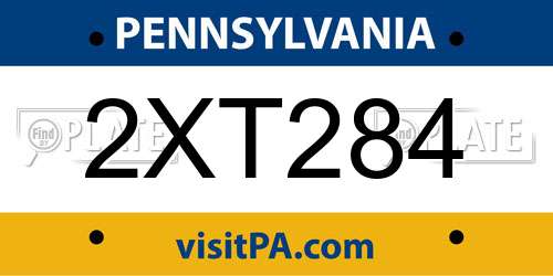 2XT284 Pennsylvania License Plate