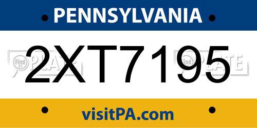 2XT7195 Pennsylvania License Plate