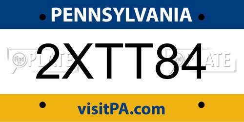 2XTT84 Pennsylvania License Plate