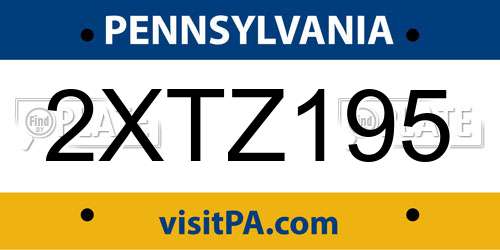 2XTZ195 Pennsylvania License Plate