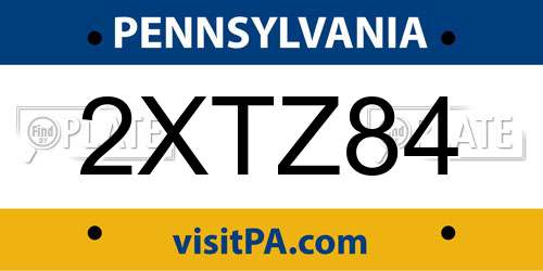 2XTZ84 Pennsylvania License Plate