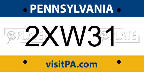 2XW31 Pennsylvania License Plate