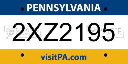 2XZ2195 Pennsylvania License Plate