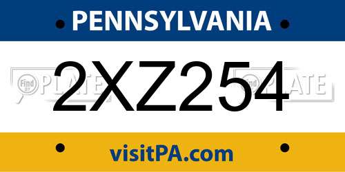 2XZ254 Pennsylvania License Plate