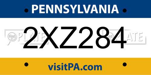 2XZ284 Pennsylvania License Plate