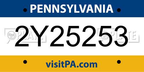 2Y25253 Pennsylvania License Plate