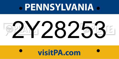 2Y28253 Pennsylvania License Plate